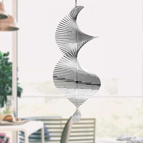 Vindsnurra, 3D Rostfritt Stål Metall Hängande Snurra Spiral Vindspel Roterande Vindskulpturer Trädhänge Solfångare För Inomhus Utomhus[HK]