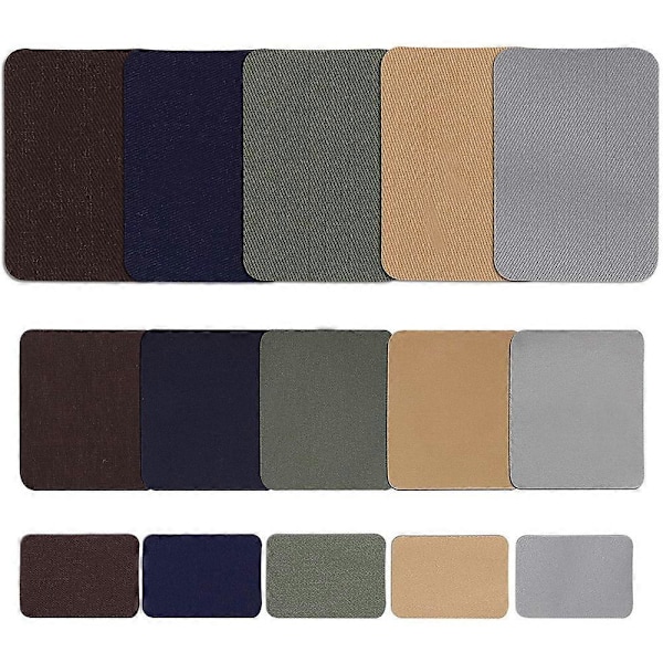 30 Stycken Stryk-på-Tyg Lappar Tyg Reparationslappar Twill Klädreparationskit för Jacka Kläder, 5 Färger[HK] as shown