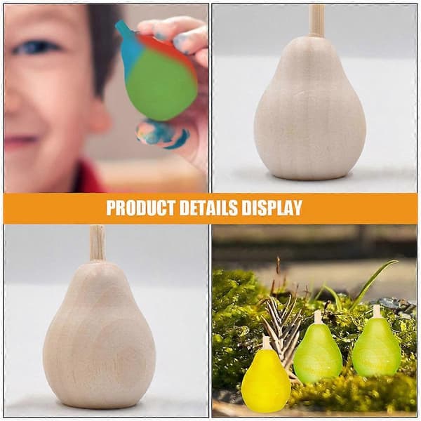 Träfrukter Hantverk Omålade Träpäron för Dekoration 10-pack Kit[HK]
