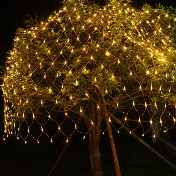 1,5m*1,5m LED-streng dekorative lysnett for bryllup hagedekorasjon[hk] Yellow
