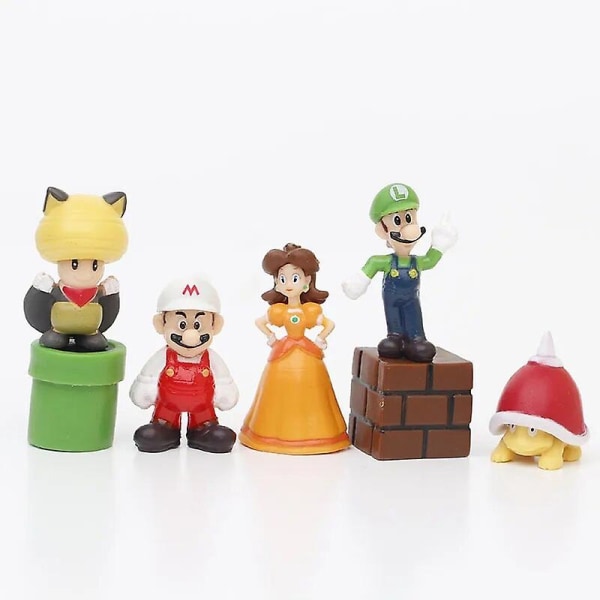 12stk/24stk/48stk Super Mario Bros Actionfigurer Kawaii Bowser Animefigur med oppbevaringspose for barn Leker Gaver[HK] 12pcs