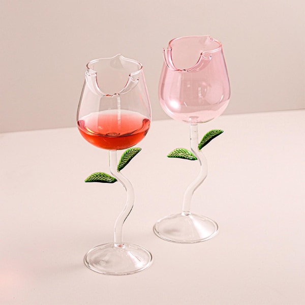 Rose Flower Vinglas, Kreativt Rødvinsglas Cocktail Juice Glas Til Fest Middag Bryllupsfestival[HkkK] Transparent 280ml