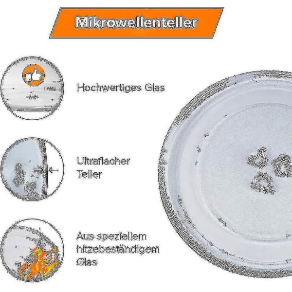 Universal mikrobølgeovn dreieskive glassplate med 3 fester, 245 mm[HK]