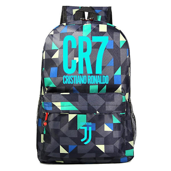 Blå Luminous Surrounding Fodbold Ronaldo Teenager Skoletaske: Stilfuld Unisex Casual Rygsæk[HK] 2