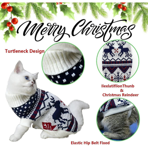 Heinäkuu Hundtröja Xmas Hund Katt Vinterkläder Xmas Kattunge Turtleneck Pullover Stickat