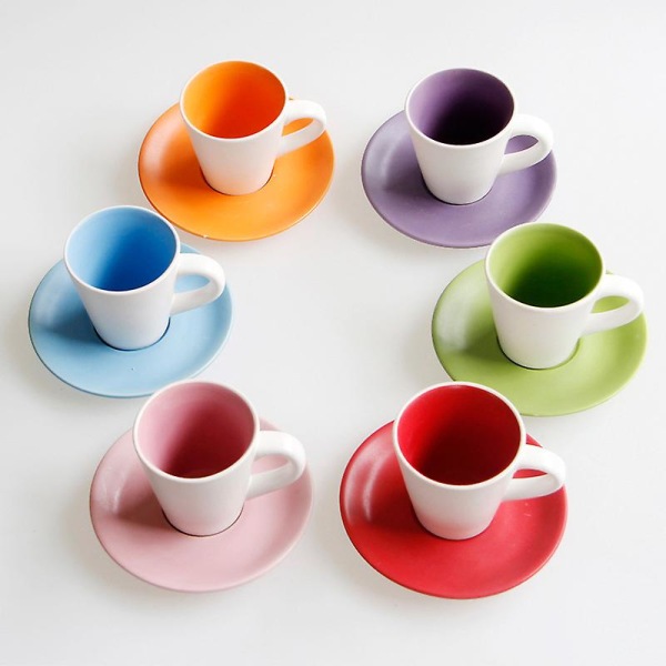 Färg Espresso Kopp Set 100ml Europeisk Stil Matt Keramisk Espresso Kopp Storlek[HK] Purple 51-100ML