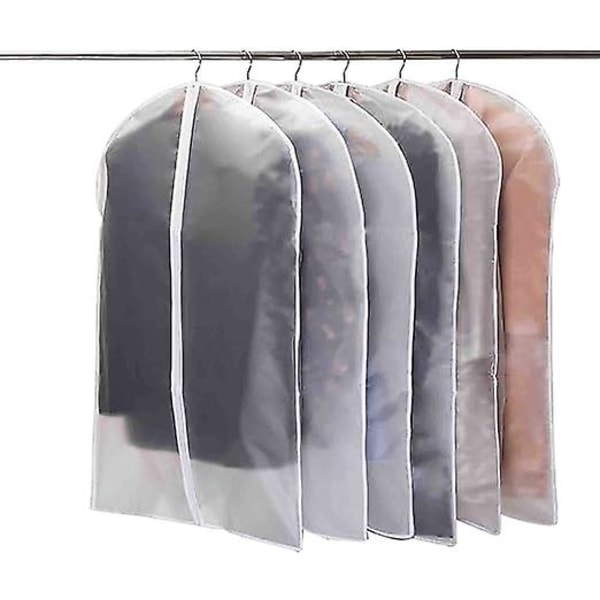 HKK 6-pack nattsäkert klädskydd med dragkedja för garderobsförvaring - 60 x 100 cm (vit dragkedja)