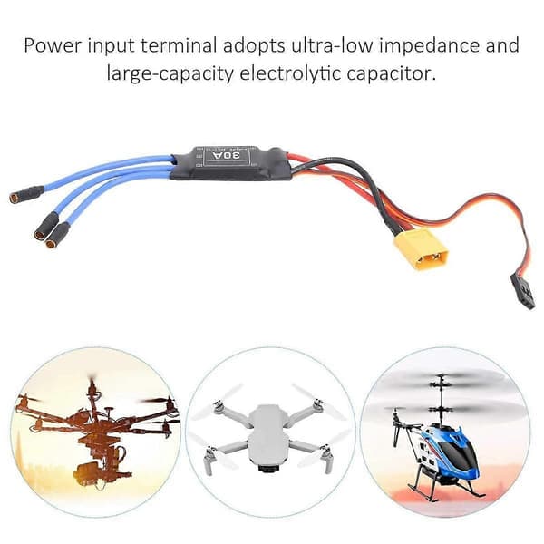4 STK 2-4S 30A RC børsteløs ESC XT60 elektrisk hastighetskontroller 5V 2A for 2 til 4S Lipo-batteri Multic[HK] silver