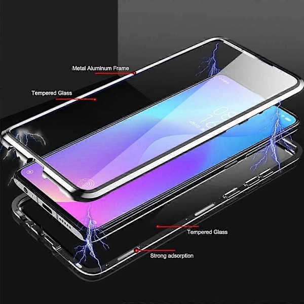 Samsung Galaxy A50 Magnetiskt 360 Skal Med Härdat Glas - Fullständigt Kroppsskydd + Skärm[HK] Silver