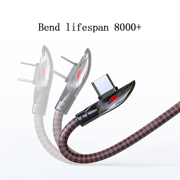90cm 1.8m Typ C USB-kabel 66W 1-pack L-formad snabbladdning och dataöverföring [HK]