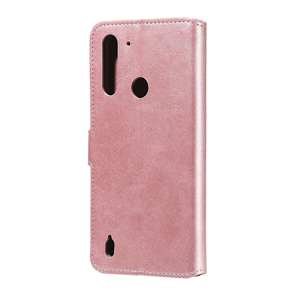 Kalveskinds tekstur læder cover til Motorola Moto G8 Power Lite[HK] Rose Gold