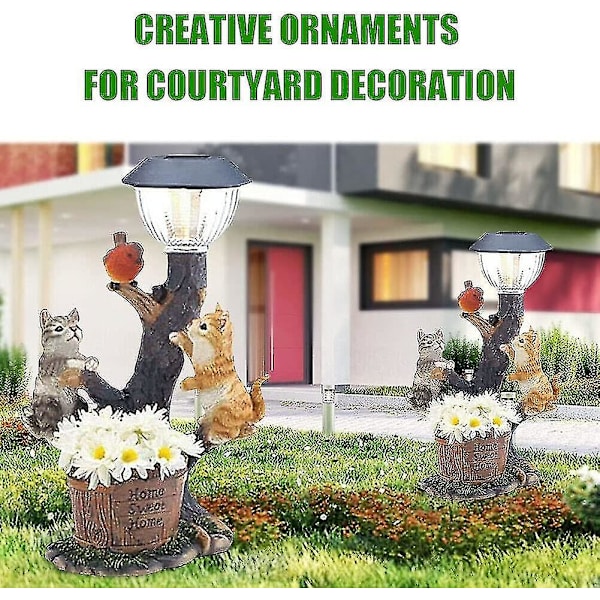 LED Solcellelys Kanin Kat Dyrefigur Harpiks Statue Lampe Have Ornament[hk] rabbit