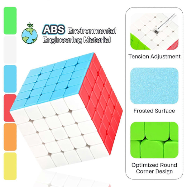 3x3/4x4/5x5 Speed Cube -taikakuutio lapsille ja aikuisille, tarraton [HK] 5x5x5