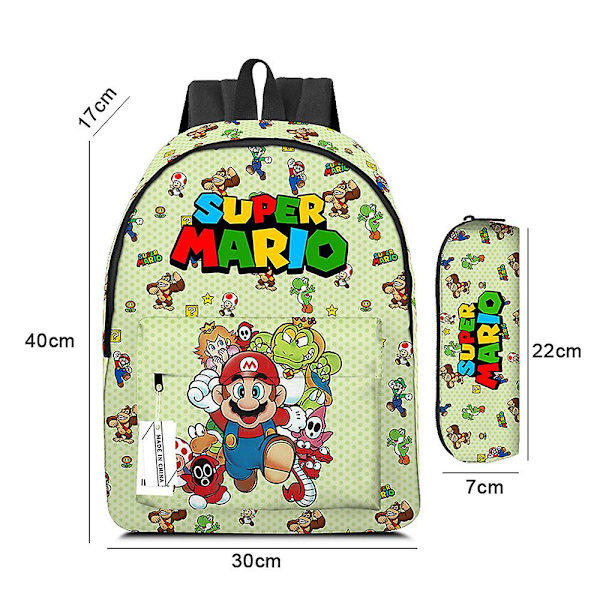 Lasten pojat tytöt Super Mario Bros tulostus reppu reppu suuri kapasiteetti koululaukut kynäkotelo[HK] D