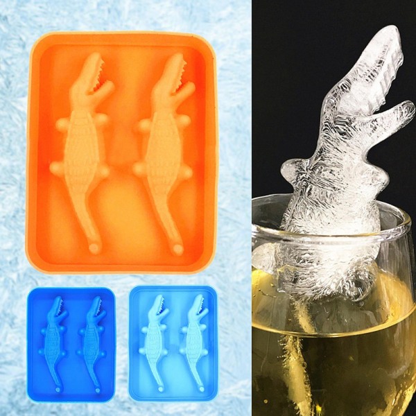 Isform i silikon med krokodilleform - Rask avforming - Kreativ DIY - 3D - Barverktøy for kjøkken [HK] Sky Blue