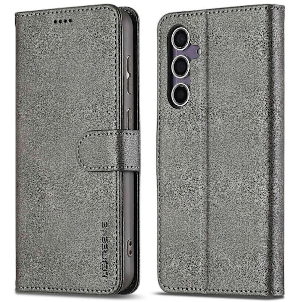 LC.IMEEKE För Samsung Galaxy S25 Fodral Kalvtextur PU Läder Ställ Plånbok Telefonskal -[HK] Grey Multicolor