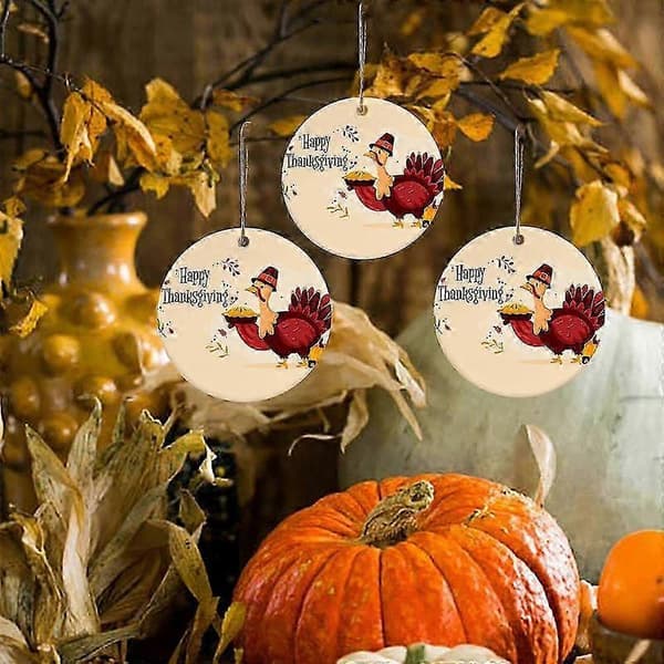 Trä Thanksgiving Dekoration för Höstfest - 5st Kalkon Bröllops Ornament[HK] A