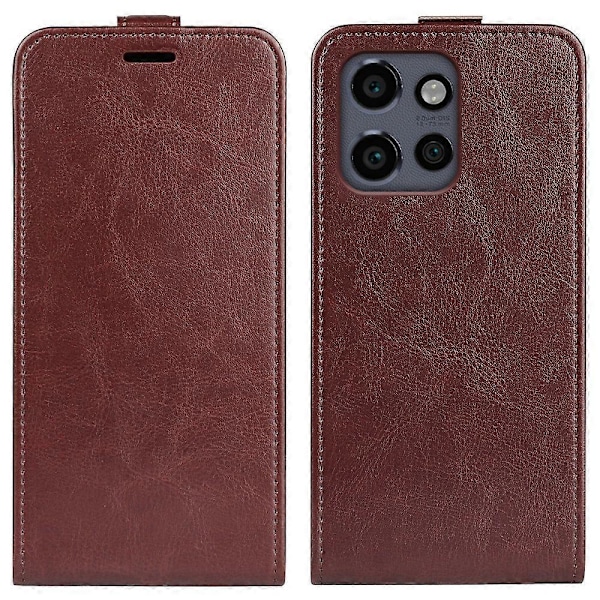 Motorola Edge 50 Neo 5G -kotelo korttipaikoilla, pystysuuntainen läppä nahkainen puhelinkotelo - Musta[HK] Brown Multicolor
