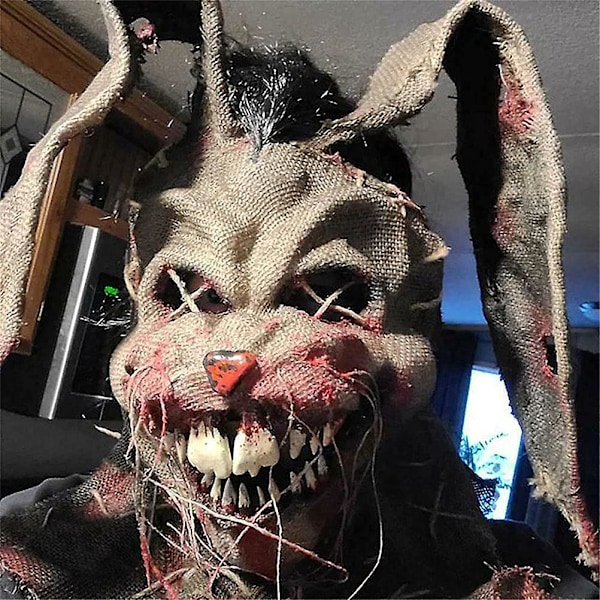 Halloween Scary Face Cover Krybende Gysende Skræmmefuglehovedbeklædning Halloween Fancy Dress Cosplay Kostume Rekvisitter[HK]