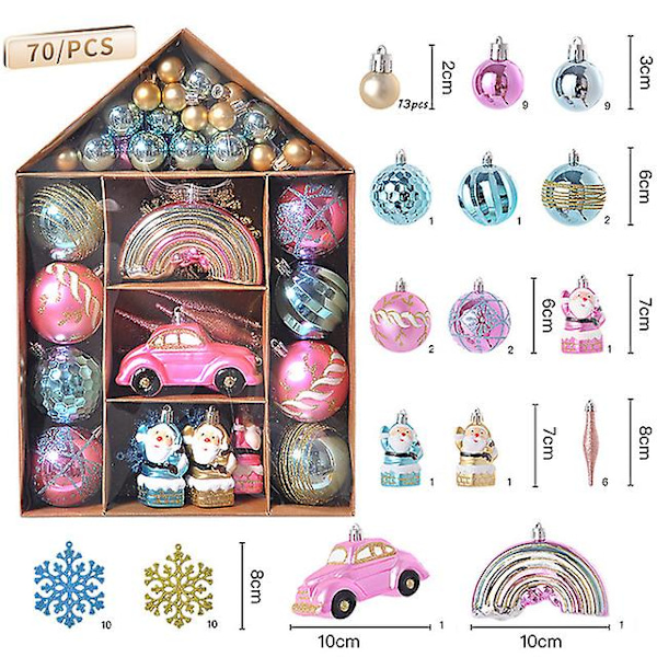 70 st/ask  Klotprydnadsset Julgran Hängande Smycken Hem Nyårsgåvor Dekorationstillbehör 2023 Navidad Noel[HK] 70pcs style E Other