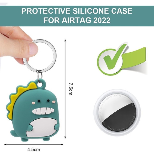 1 st AirTag - case, Söt tecknad mjuk silikonnyckelring Case Kompatibel med AirTag, för hundhalsband, bagage[HK] Dinosaur