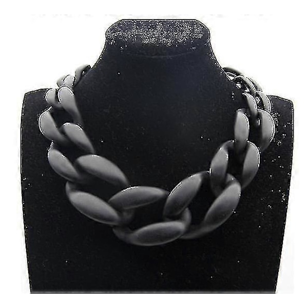 Vintage-hartsinen Lackingone akryylikaulus paksu choker-kaulakoru riipus black