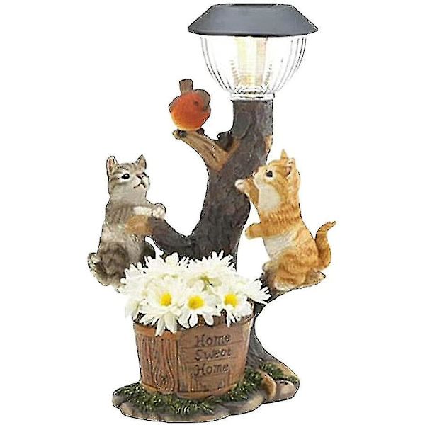 LED Solcellelys Kanin Kat Dyrefigur Harpiks Statue Lampe Have Ornament[hk] kitten