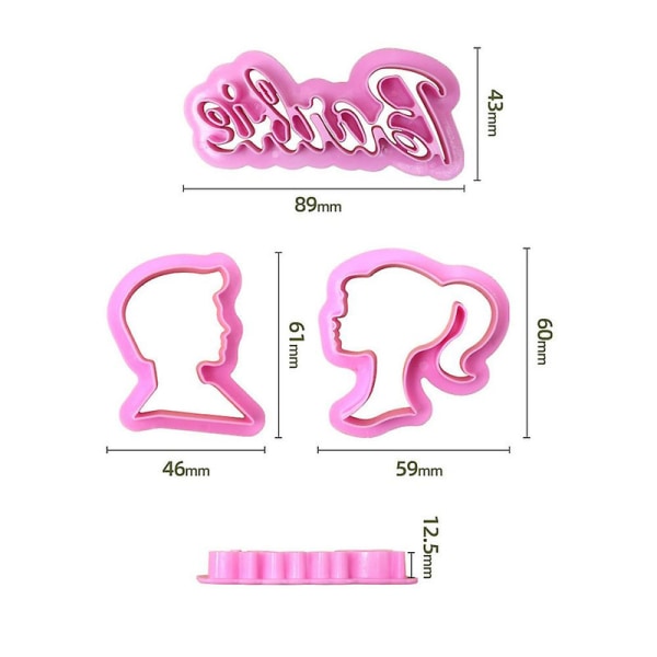 Barbie Head Stamp Girls Cookie Cutter Sett 3d Printed Cake Sjokolade Fondant Mold Mold Kjøkkenverktøy[HK] 10Set