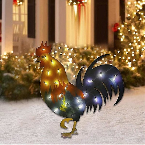 2D Jul Hund Med LED-Lys Hagedekorasjon Med Akryl Hagepinne[HK] Q2