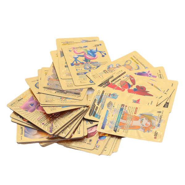 110 kpl kultafolio korttia Anime Cartoon vedenpitävä PVC Englanti Kulta Harvinaiset kortit lautapeliin [HK]