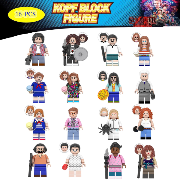 16 Pakke Stranger Things Actionfigurer Byggeklosser Leker 1,77 tommer Jonathan Nancy Eleven for Barn og Fans Bursdagsgave[HK]