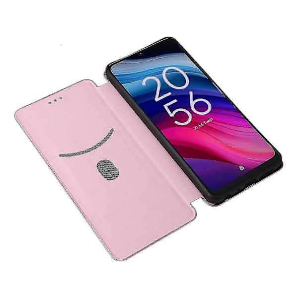 För TCL 505 Mobilskal Kolfibertextur Läder Magnetisk Stängning - WK[HK] Rose Gold