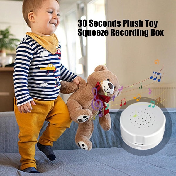 Stemmeoptager til Teddys Bear Press Optagelig Stemme Lydboks Optager Modul 30 Sekunders Optager til Udstoppede Dyr Plys Legetøj Pude[HK] white (Pack of 2)