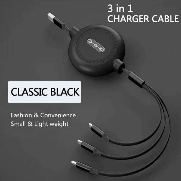 Multi-USB hurtigladerkabel, 3-i-1, 100 cm lengde, 10W utgang [HK]