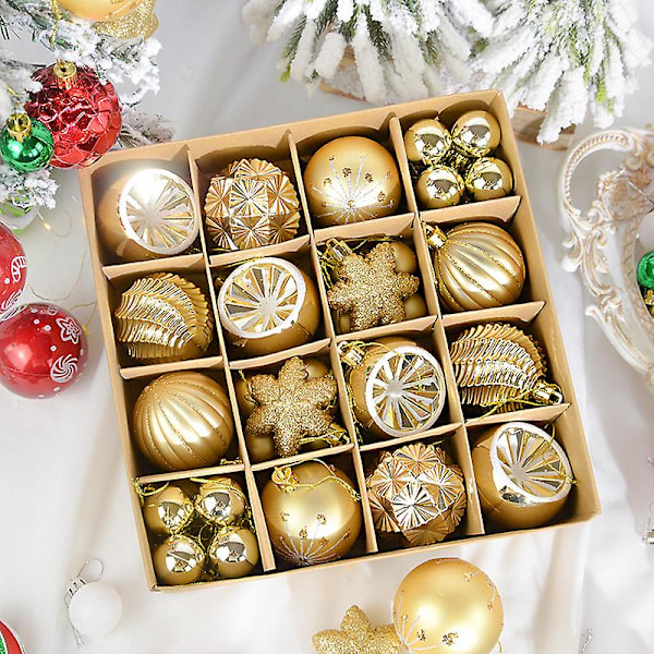 Kula Ornament Stor Julgran Hängande Smycken Snöflinga Glad Dekoration För Hem 2024 Nyårsfest Present[HK] 44pcs-red green as picture