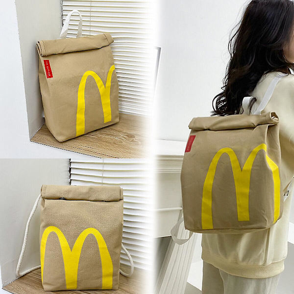 Realisttisk Mcdonalds Rygsæk/Messenger Sidetaske - Fastfood Gave Student Fritid [HK] Shoulders
