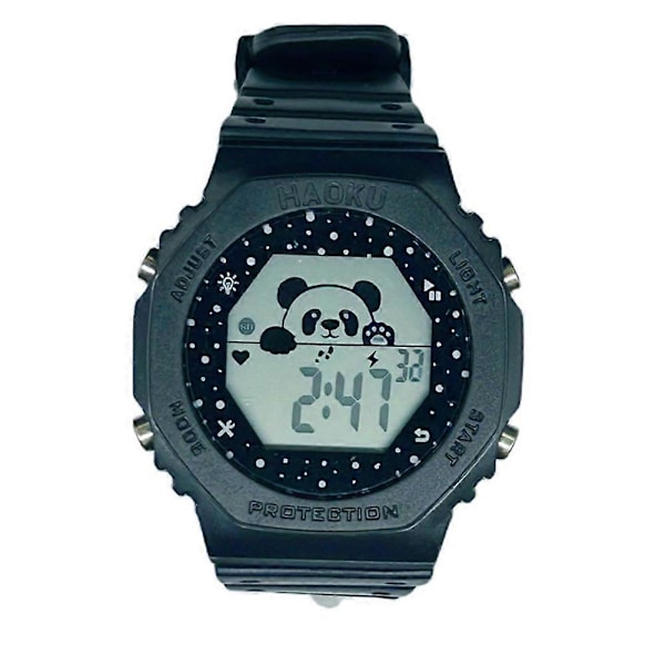 Nyt Studenterur Panda Version Simpelt Par Elektronisk Ur [HK] black