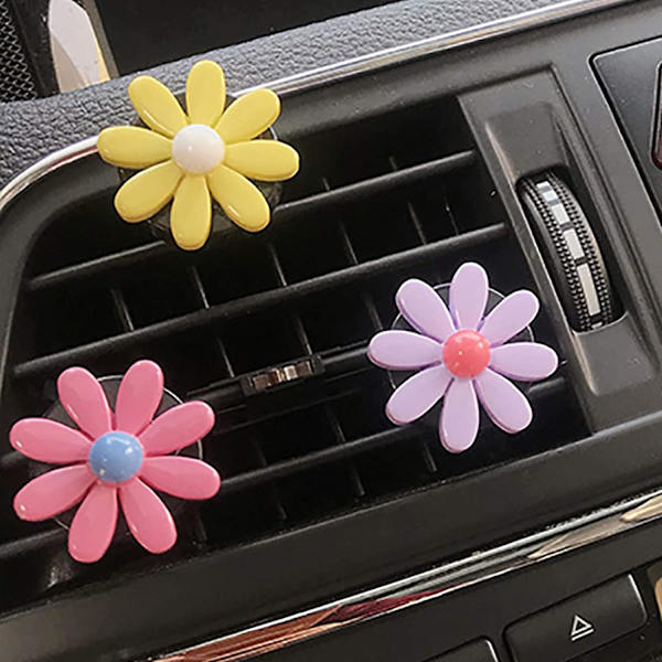 HK 4 kpl auton viehättävää Daisy kukkia auton ilmanvaihtoaukko leikkeet auton raikastin söpö auton sisustus Trim koristeet tarvikkeet
