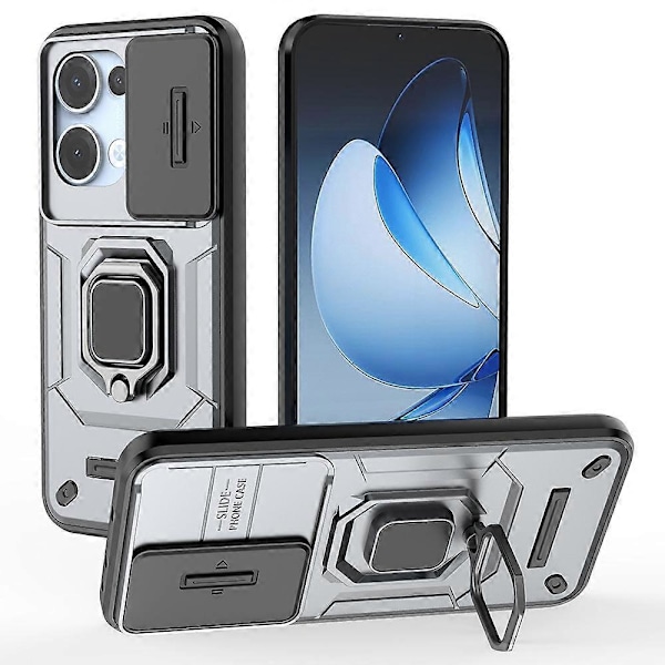 For Oppo Reno13 5G (Global) Deksel PC TPU Støtte Telefonbeskytter med Linsebeskyttelse - Grønn[HK] Grey Multicolor