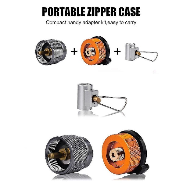 Butanbeholder Påfyllingsadaptersett, butanbeholderkonverter og gasspåfyllingsadapter for camping Sto[HK] BlackOrangeSilver