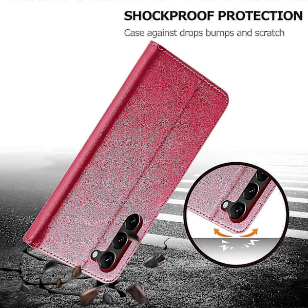 LC.IMEEKE Fodral till Samsung Galaxy S24 Anti-fall Läderplånbok Mobilskal [HK] Rose