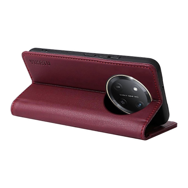 För Honor Magic7 Lite 5G/ X9c 5G Plånboksfodral Kortplats Ställ Läder Telefonskal [HK] Wine Red