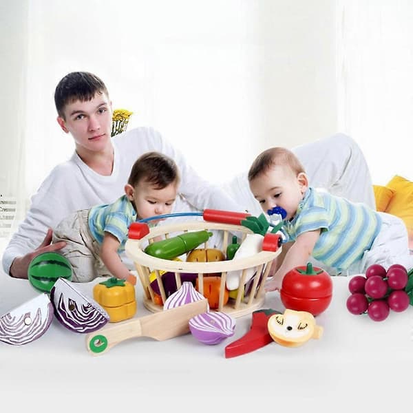 1 set småbarnsrollspel leksak träfrukter modell grönsaker leksak för att skära [HK] Vegetable