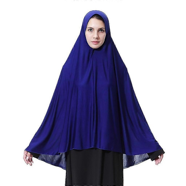 Extra Lång Dam Hijab i Mjölkfiber Muslimsk Arabisk Elegant Enfärgad Islamisk Bön Lätt Huvudduk Sjal [HK] Blue