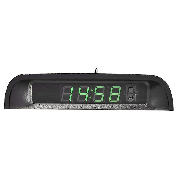 Bilklockor med Nattdisplay Termometer Auto Intern Stick-on Digital Klocka Solcellsdriven 24-Tim[HK] Black