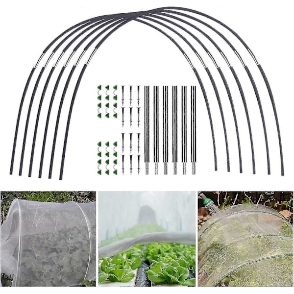 Trädgårdsbågar för Nät, Trädgårdsbågar Växthusram, Växthusram Trädgårdsbågar, DIY Växthusbåge Kit, Polytunnel Stödfram[HK] 18pcs (6 Pieces)
