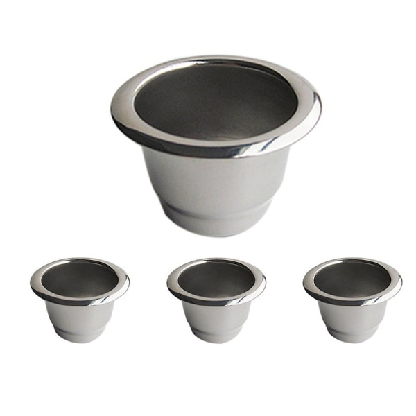 4 stk. genopfyldningsbar kaffekapsel i rustfrit stål, genanvendelig kaffefilter, genanvendelig kaffepude [HK] Silver
