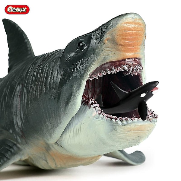 Oenux Vildt Havliv Megalodon Figur Klassisk Ocean Dyr Stor Haj Fisk Model PVC Samling Legetøj Til Børn Gave[HK] Without box4