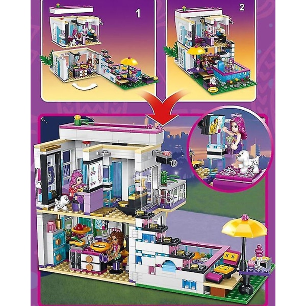 760 st Pop Star Livi's House Building Block kompatibel med 41135 Friends For Girls Figurer Tegelstenar Pedagogiska leksaker för barn[HK]