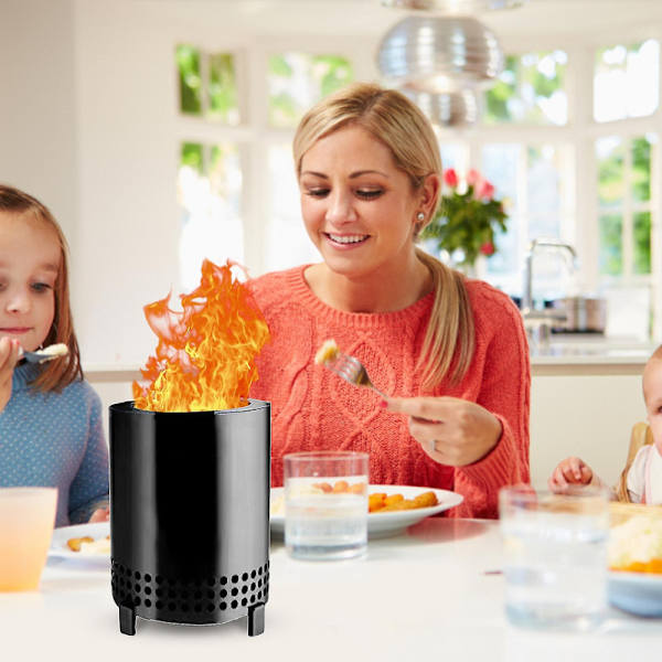 Bimirth Solo Stove Mesa bordplade ildsted i rustfrit stål med stativ | Udendørs minildsted med lav røg til by og forstæder | Fyret med pellets eller træ[HK] red
